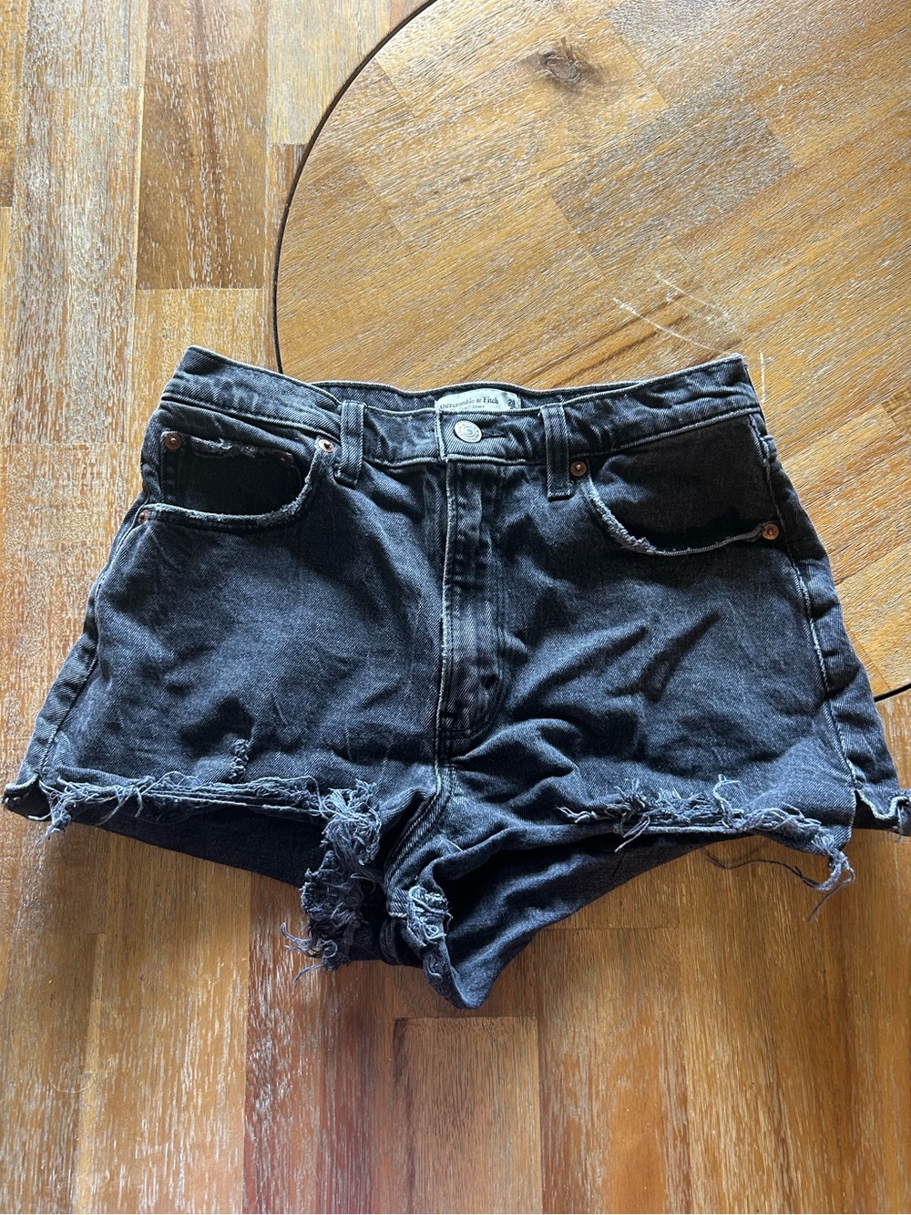 Abercrombie & Fitch Black Cutoff Curve Love Denim Shorts